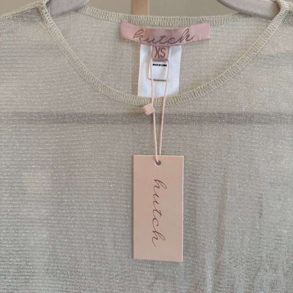 Hutch Niko Shimmer Mesh Maxi Dress Cream XS NWT - Picture 7 of 11
